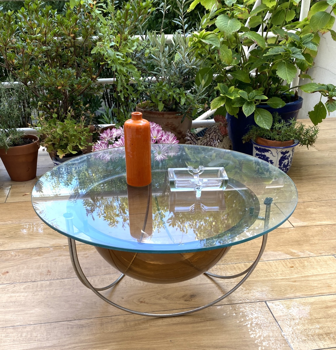 Xavier Dumont. Coffee Table From The 1960s/1970s. Chrome-plated Steel, Glass, And Plexiglas. -photo-2