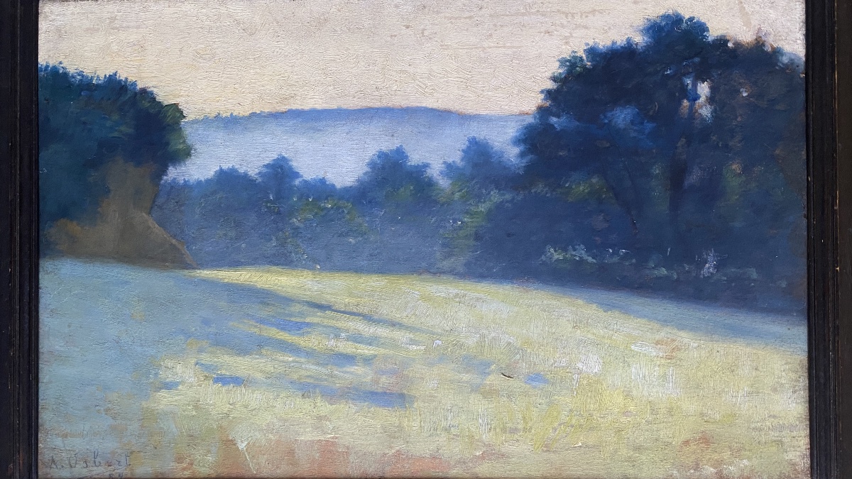 Alphonse Osbert. “ A Meadow.” Framed Oil On Panel. 19th-century Symbolist School. -photo-3