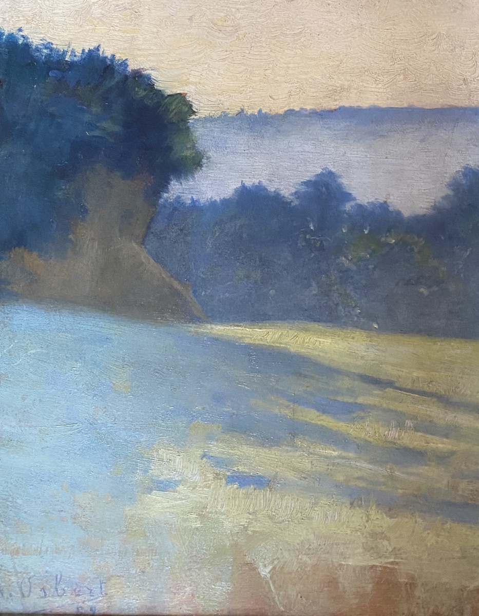 Alphonse Osbert. “ A Meadow.” Framed Oil On Panel. 19th-century Symbolist School. -photo-1