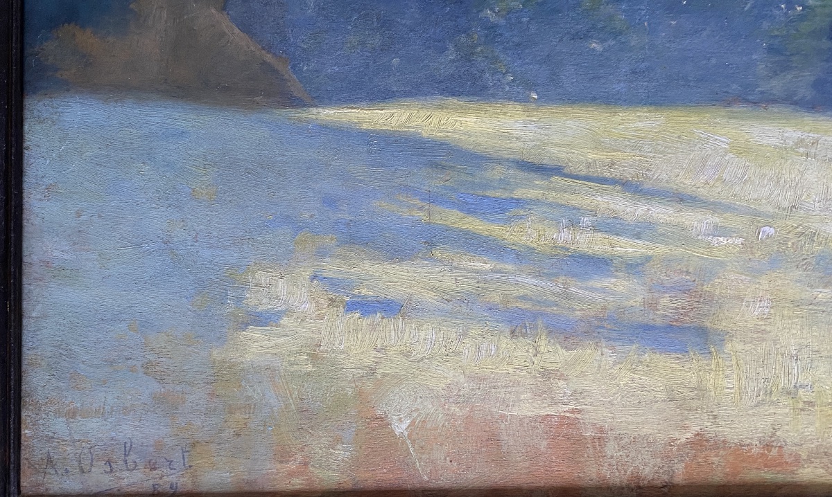 Alphonse Osbert. “ A Meadow.” Framed Oil On Panel. 19th-century Symbolist School. -photo-2