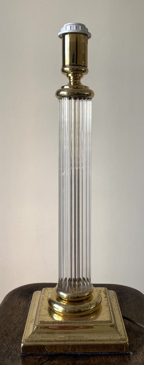 Maison Le Dauphin. Lamp Base Made Of Fluted Glass And Brass. 1970s.