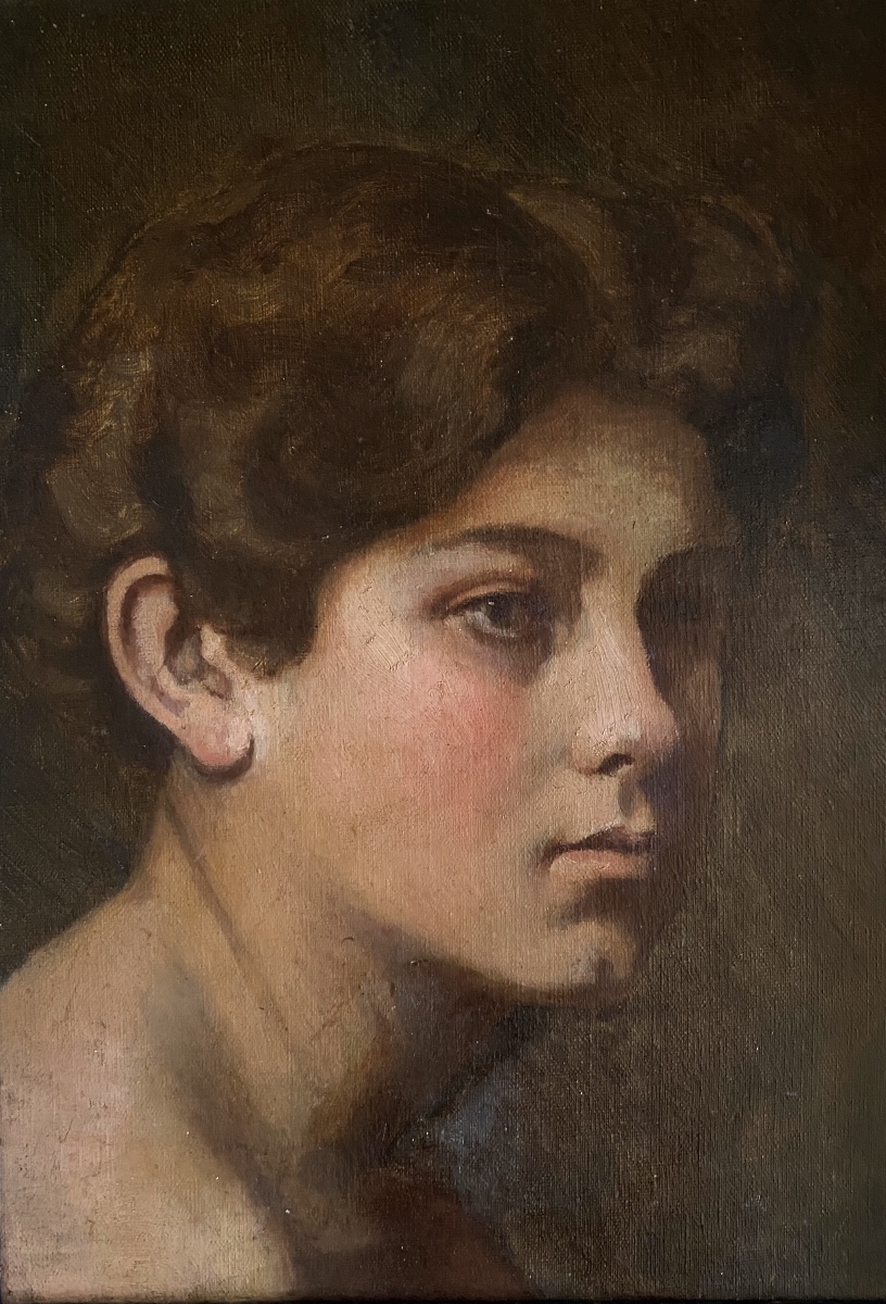 Portrait Of A Young Woman. Framed Oil On Canvas. 19th-century French School. -photo-3