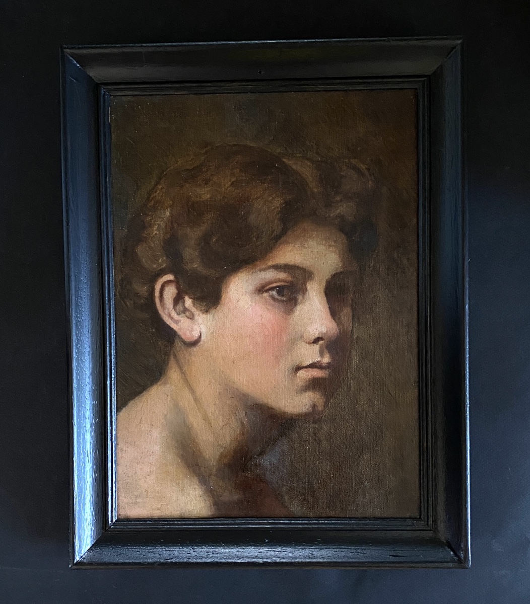 Portrait Of A Young Woman. Framed Oil On Canvas. 19th-century French School. 