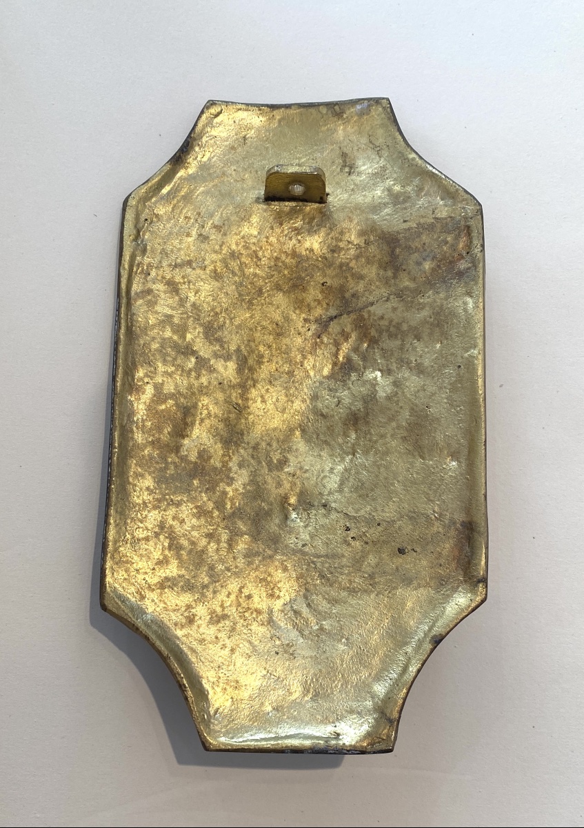 Large 19th-century Bronze Wall Sconce. Decorative Bas-relief. Head Of Medusa. -photo-4