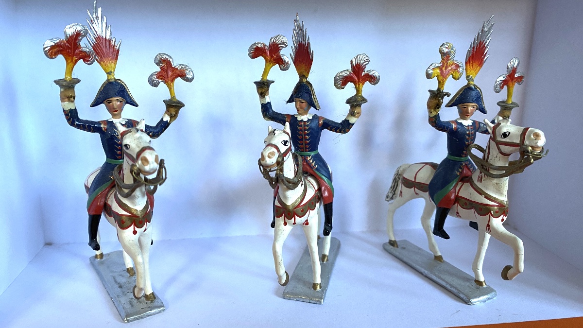 Figurines en plomb de cavaliers artificiers pour les 150 ans de la Maison Hermès. 1987.-photo-2