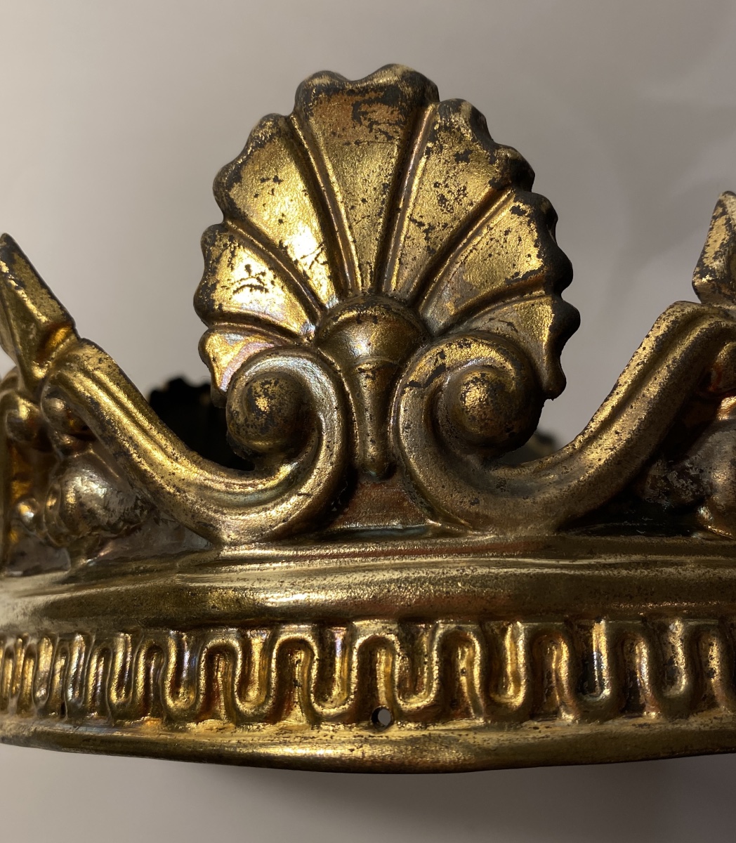 Couronne de théâtre ou de statue religieuse XIXème en laiton estampé. -photo-1