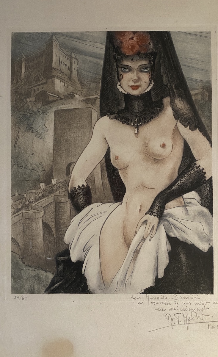 “ La Chatelaine.” Framed Aquatint, Inscribed, Signed, And Dated. May 1950.-photo-2