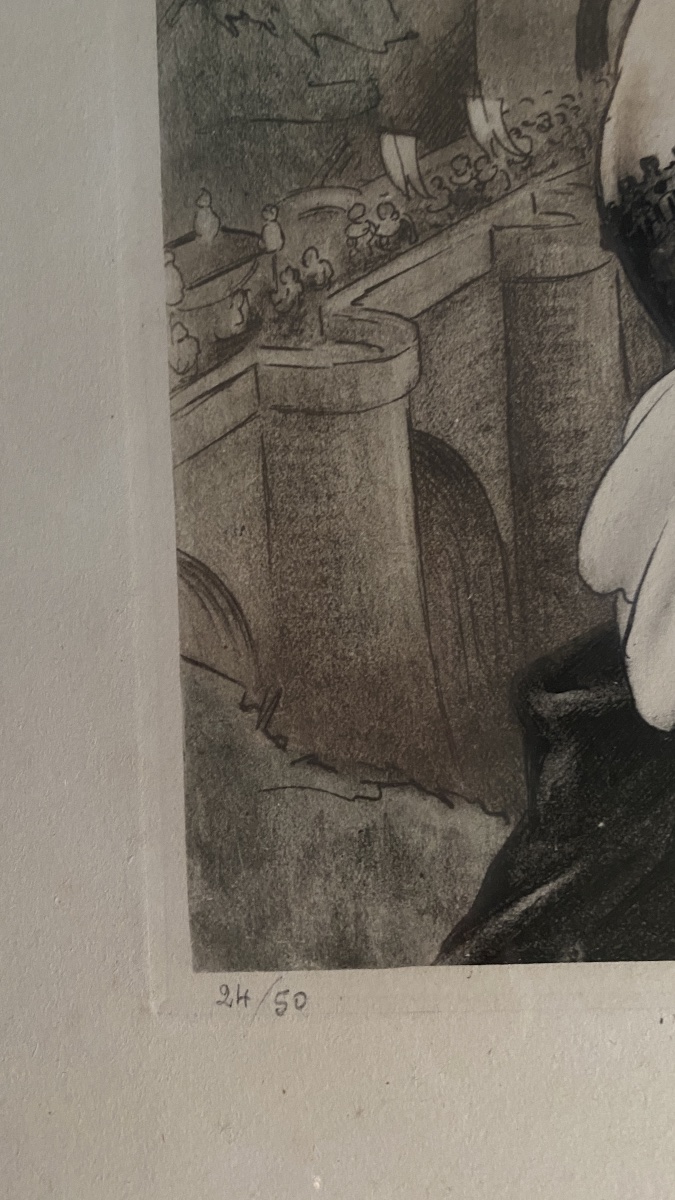 “ La Chatelaine.” Framed Aquatint, Inscribed, Signed, And Dated. May 1950.-photo-2
