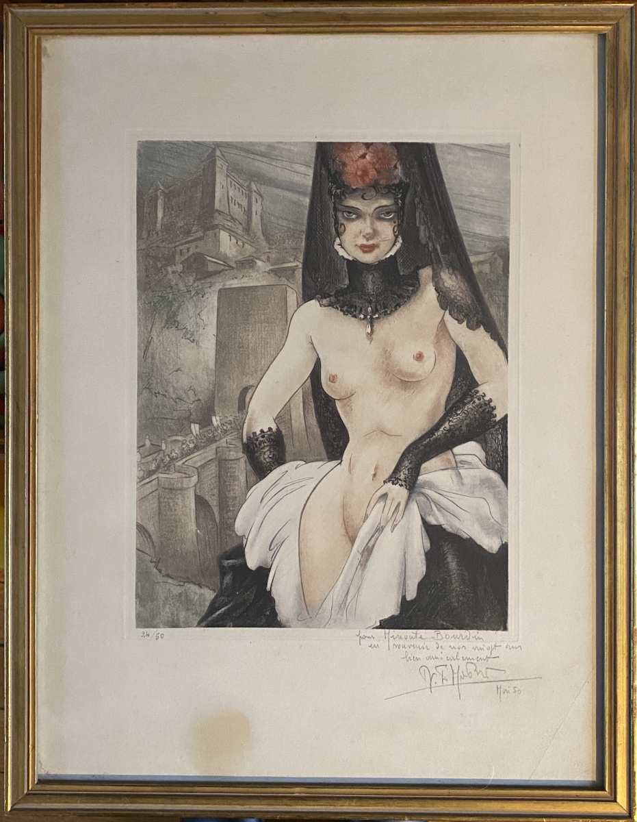 “ La Chatelaine.” Framed Aquatint, Inscribed, Signed, And Dated. May 1950.