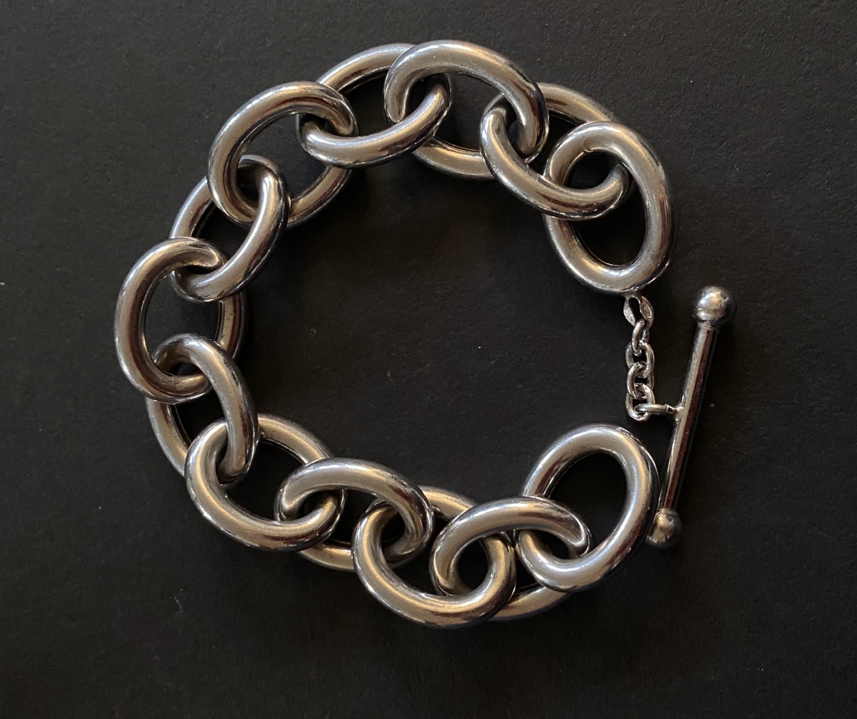 Silver Bracelet With Oval Links. 1970s/1980s.-photo-2