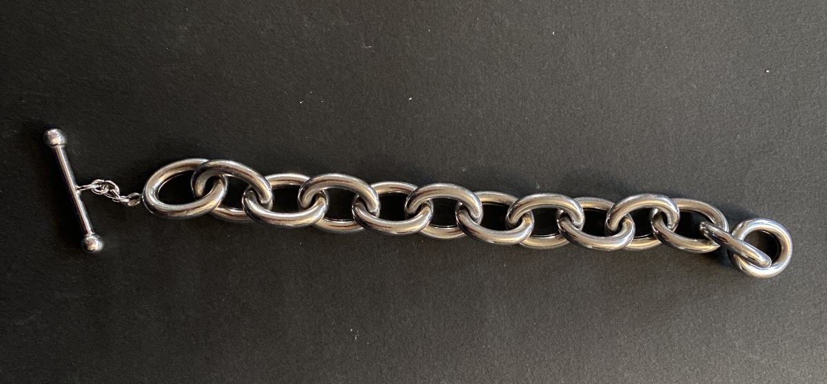 Silver Bracelet With Oval Links. 1970s/1980s.-photo-3