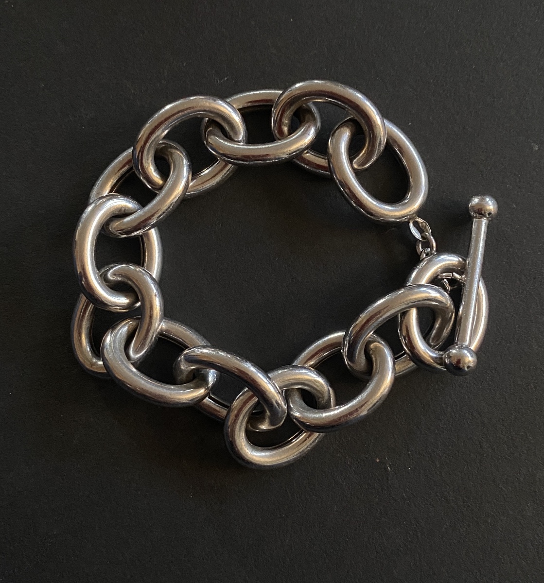 Silver Bracelet With Oval Links. 1970s/1980s.