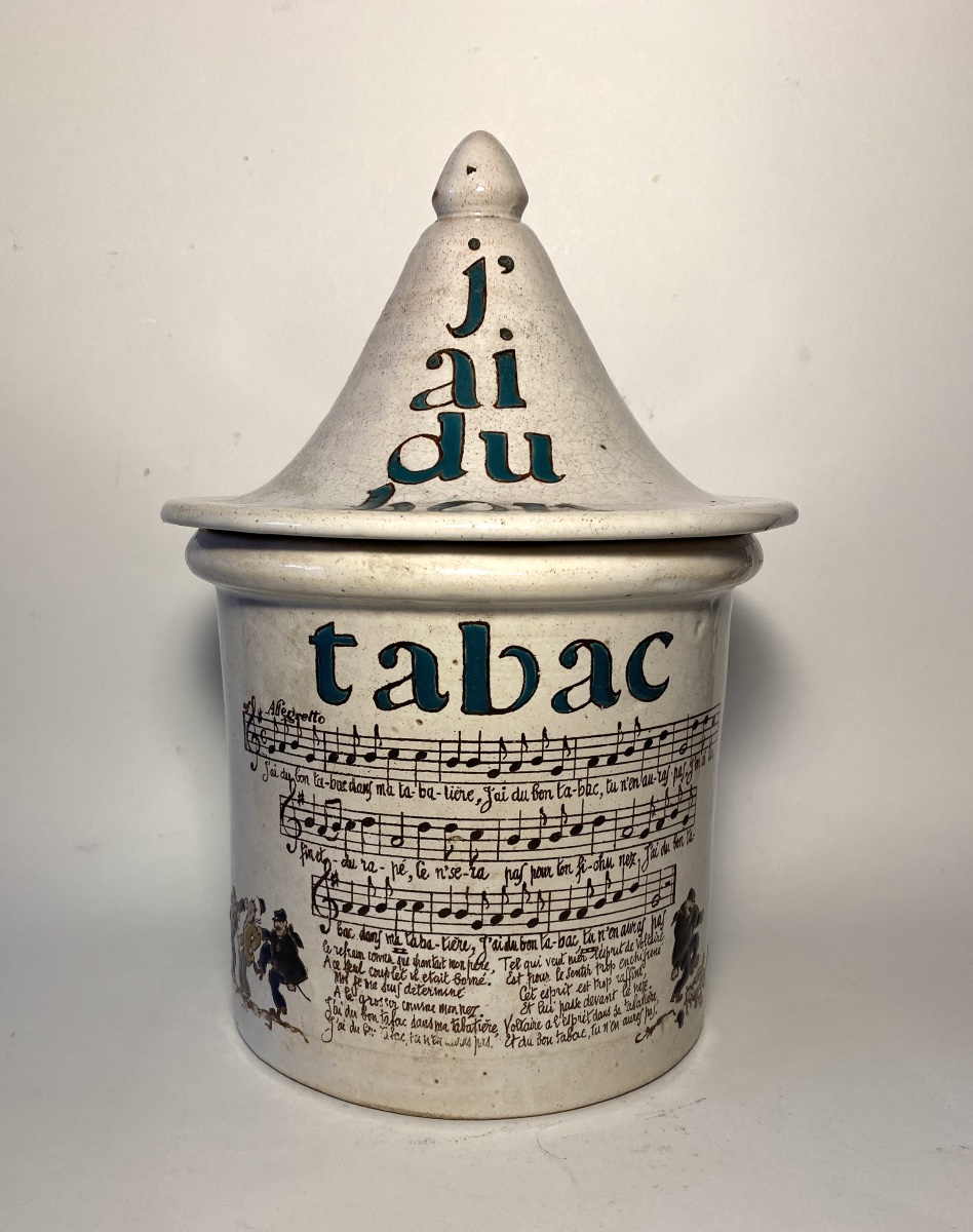 Pottery From Vieux Montmartre. Glazed Ceramic Tobacco Jar. Humorous And Satirical Design