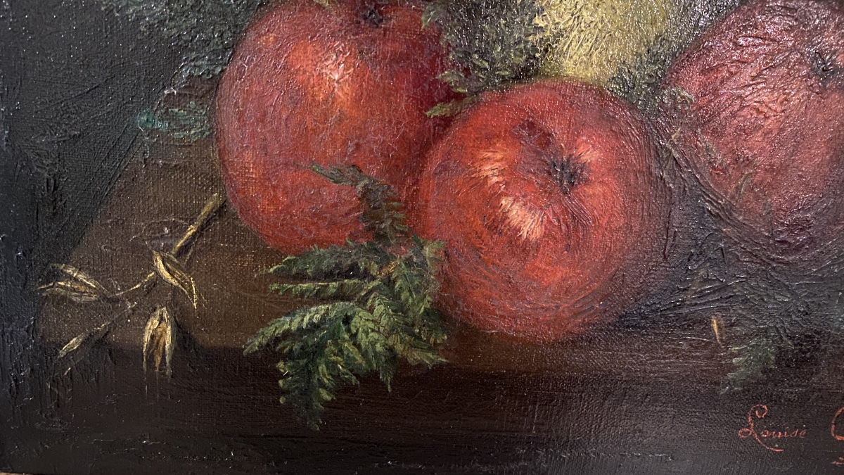 Louise Canet. “apples.” Oil On Canvas. Still Life, 1892.-photo-3