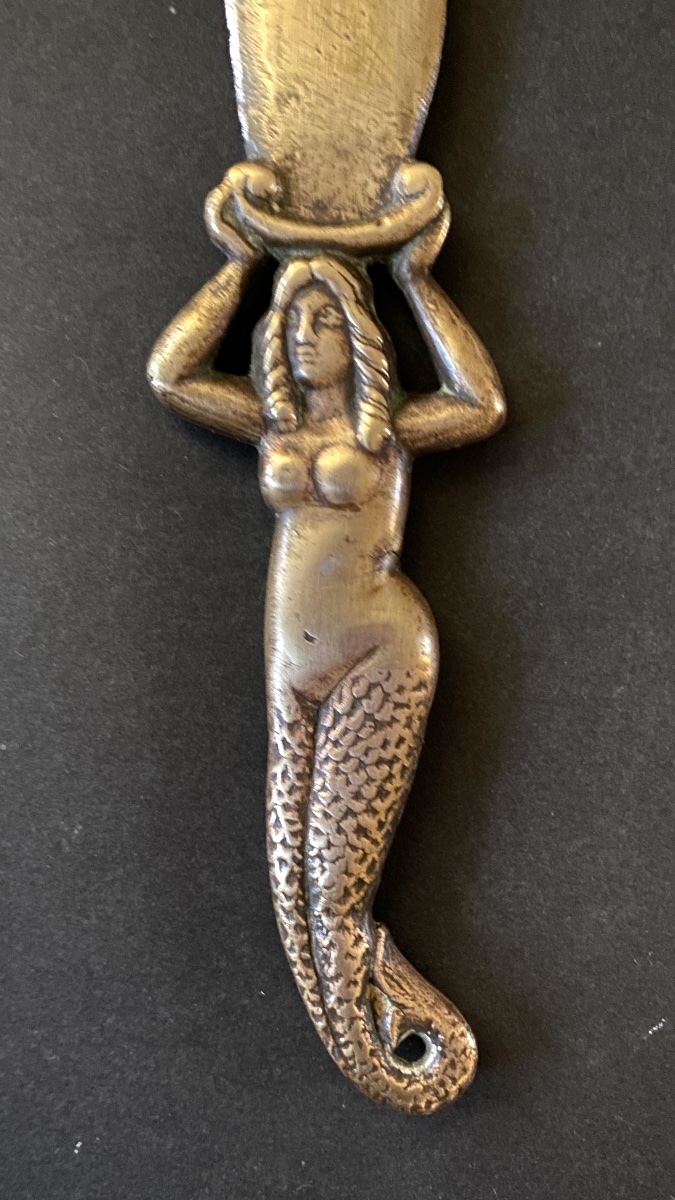Early 20th-century Bronze Paper Cutter. Mermaid. -photo-2
