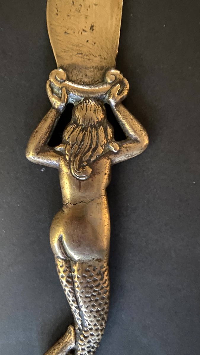 Early 20th-century Bronze Paper Cutter. Mermaid. -photo-4