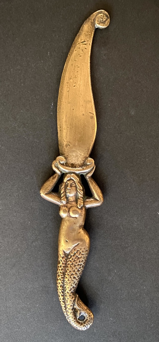 Early 20th-century Bronze Paper Cutter. Mermaid. 