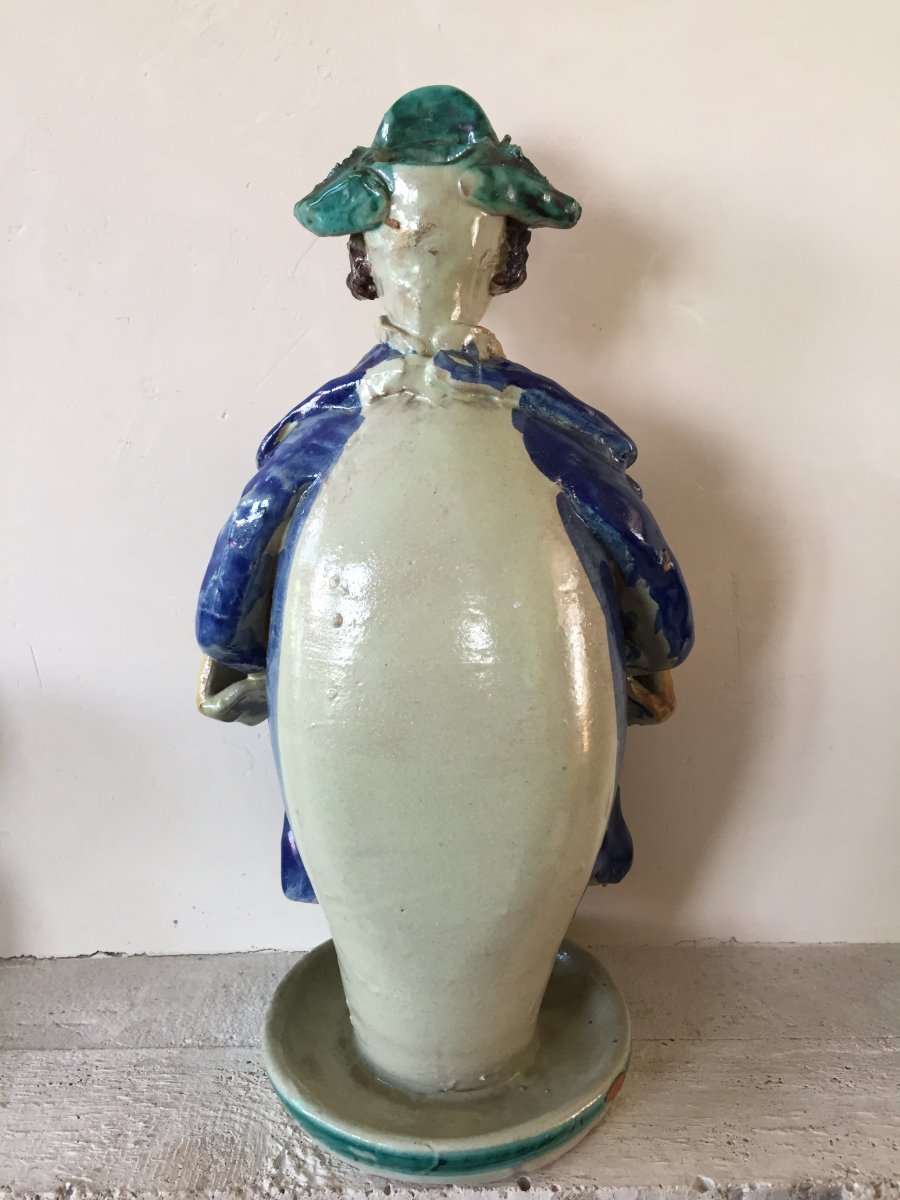 Candlestick In Ceramics XXth. Character In 18th Costume-photo-2