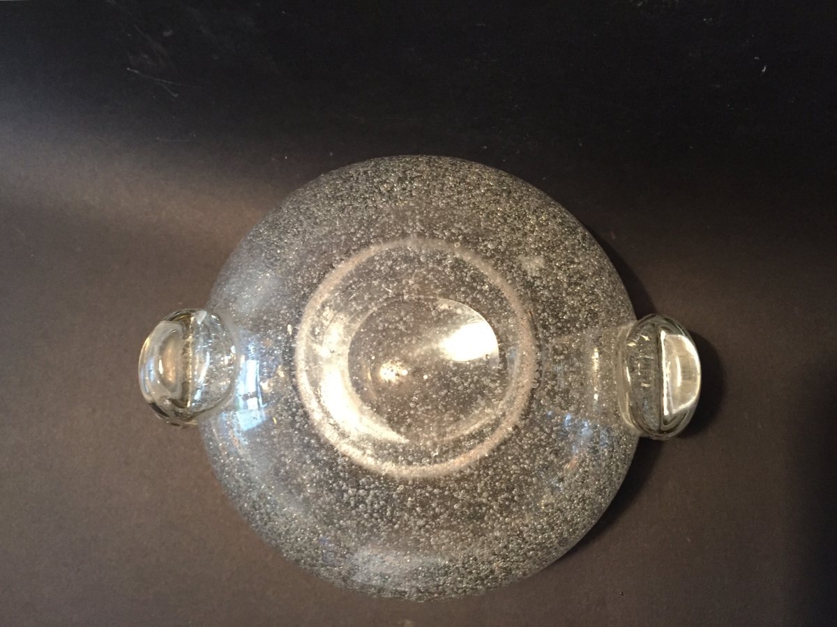 Vase Boule en Verre Bullé. Art Déco. -photo-4