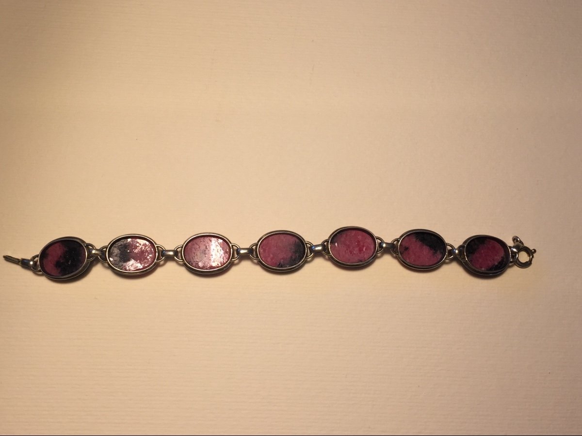 Silver And Rhodonite Bracelet. XXth.-photo-4