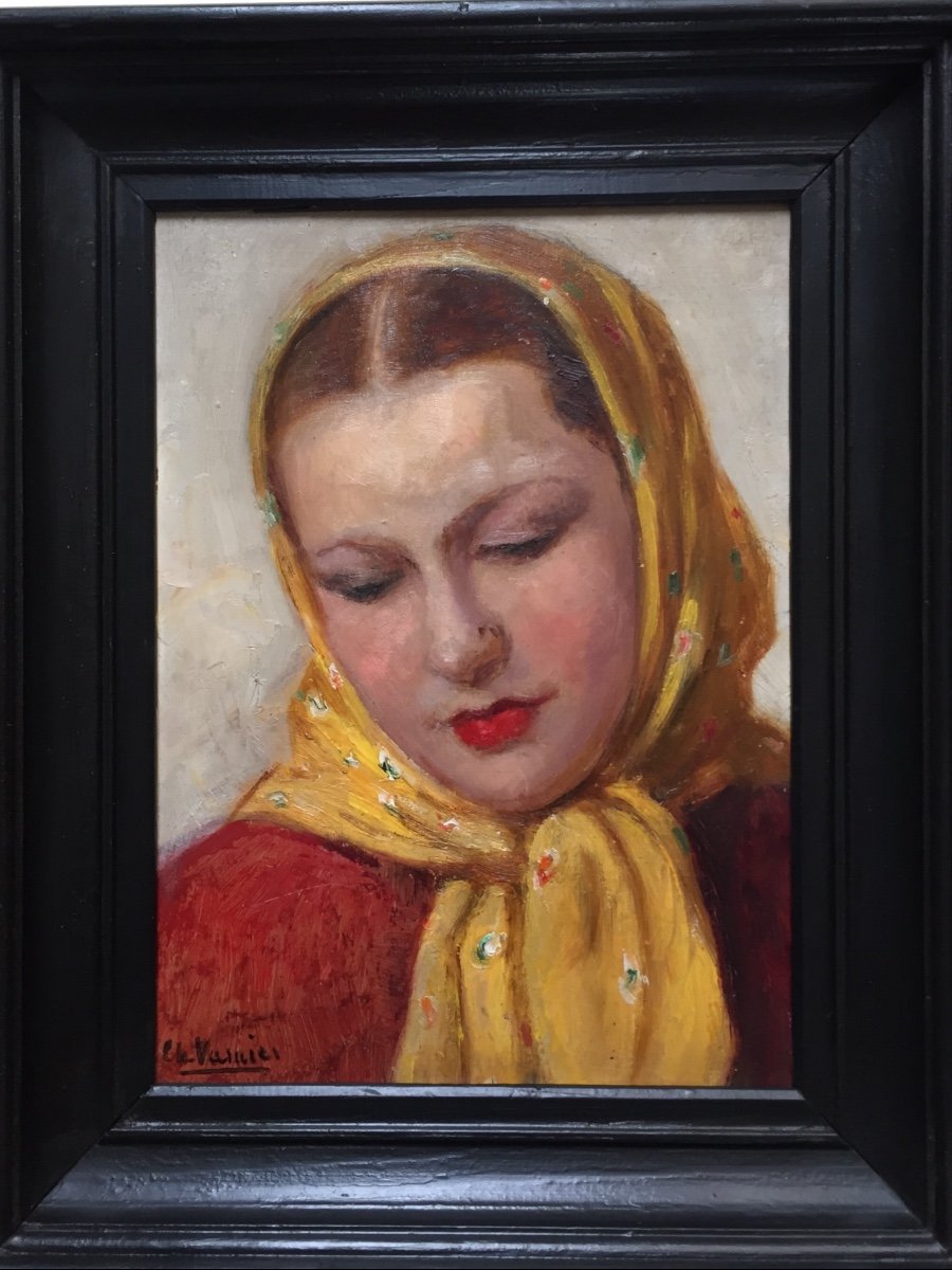 Portrait Of Nadia Khodossievitch- Léger. Oil On Panel. Charles Vasnier.
