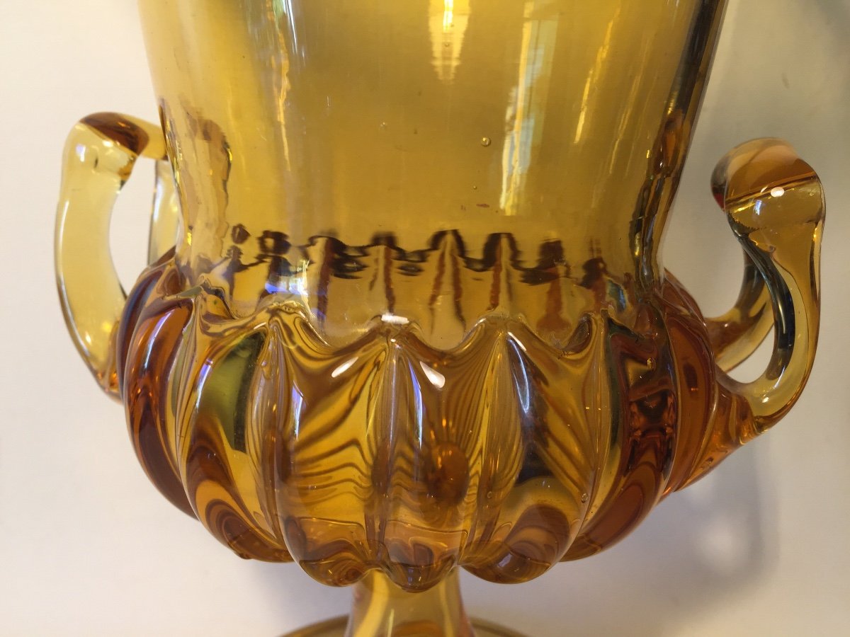 Blown Glass Medici Vase. Empoli Mid XXth.-photo-2