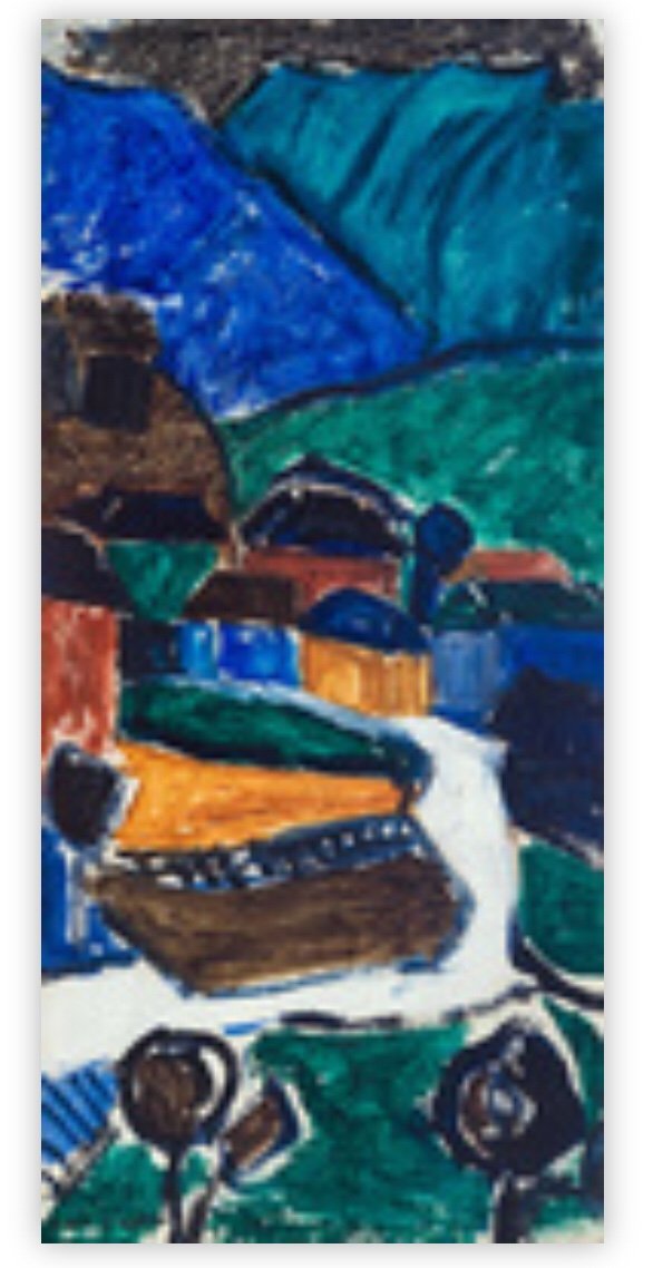 « blue Landscape ». Oil On Canvas. Lika Yanko. Bulgaria Mid XXth.-photo-8