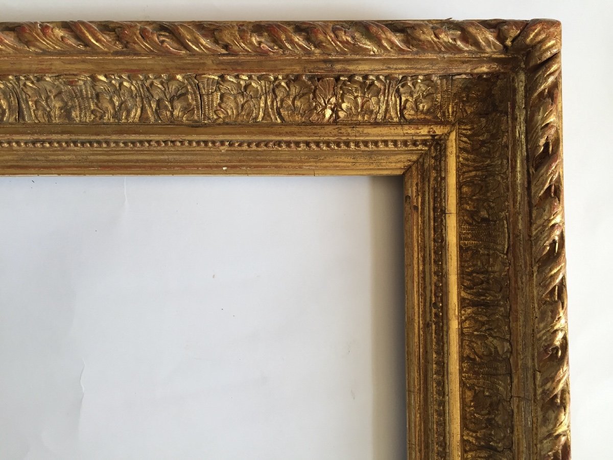 XIXth Frame In Wood And Golden Stucco.-photo-2