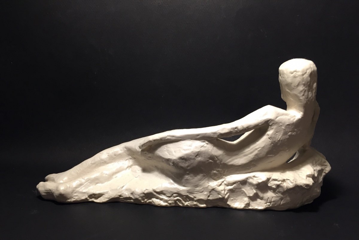 Lying Nude. Porcelain Sculpture. Hermann Leitherer. 1968.-photo-2