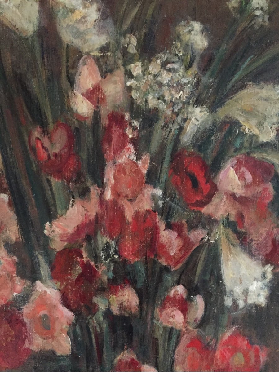 Bouquet Of Field Flowers. Oil On Canvas. Antoinette Destrem. 1923-photo-4