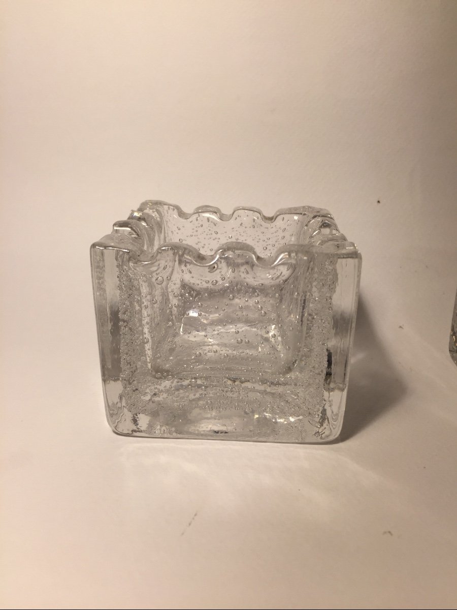 Pair Of Table Candle Holders. Crystal. Daum. France.-photo-3