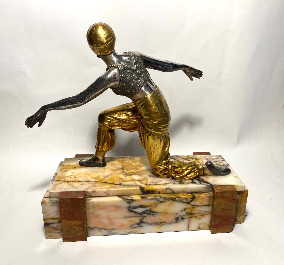«  Dancer Russian Ballet ». Art Deco Sculpture. Gilded And Silvered Bronze.  Early XXth.-photo-3