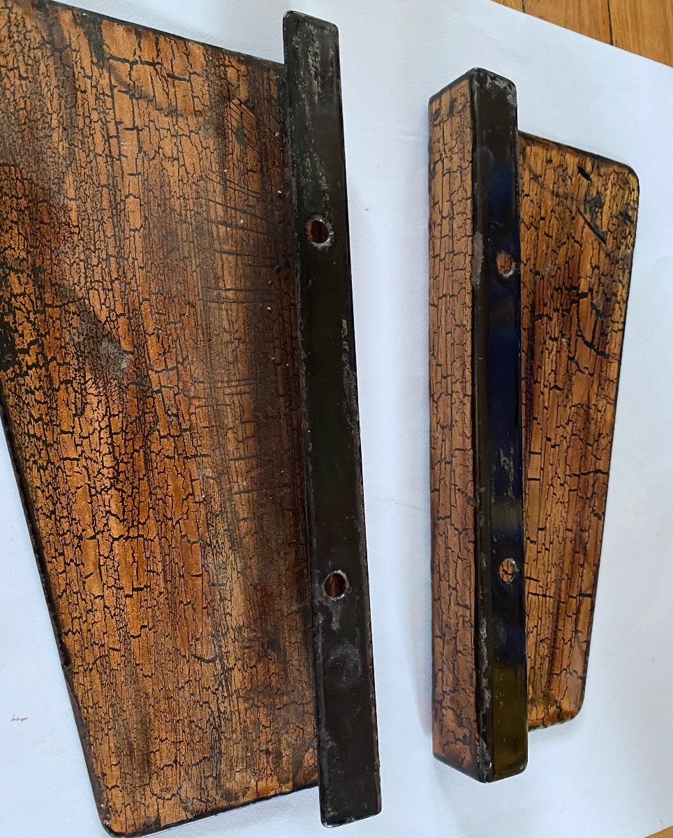 Pair Of Large Door Handles. Enamelled Metal. Siva Poggibonsi. The 50's.-photo-2