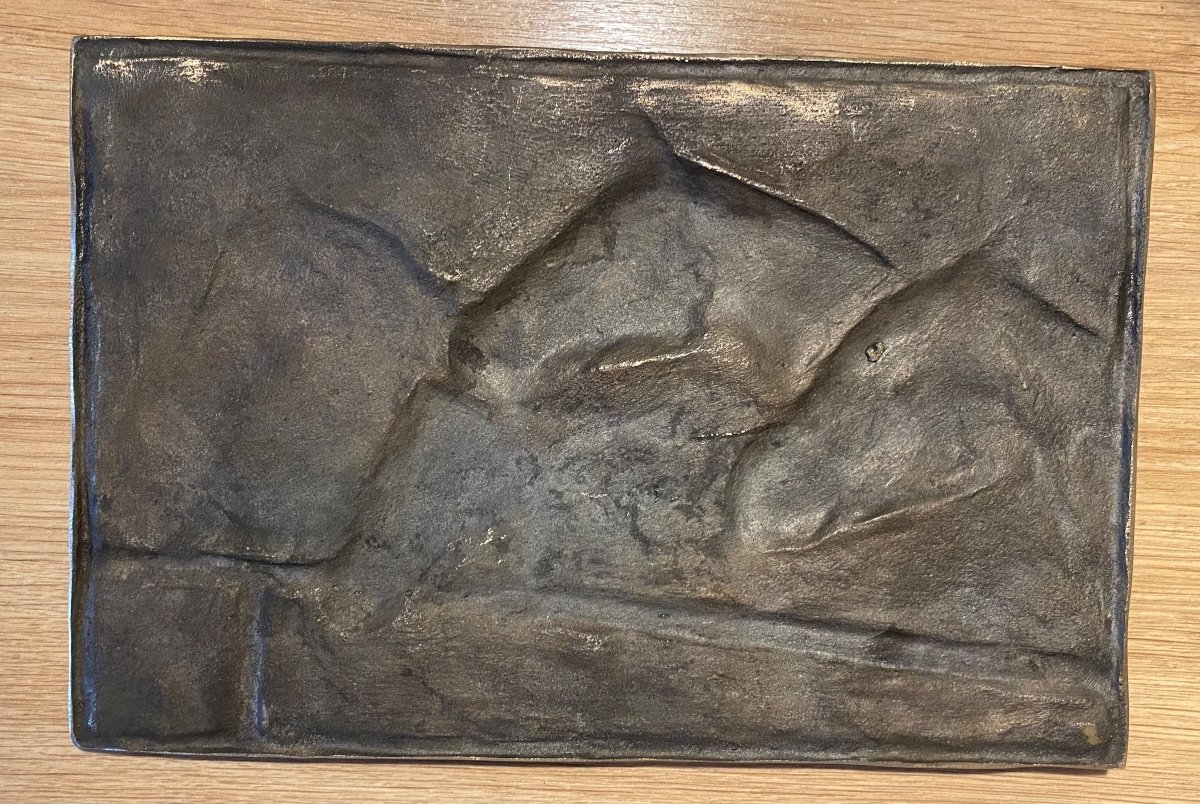 André Mahon. “ Chevaux De Course”. Bas-relief En Bronze.  Début XXème. -photo-1