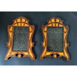 Pair Of Art Nouveau Frames. Wood Marquetry. Early XIXth.