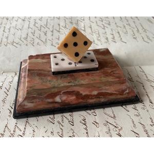 19th Century Marble Paperweight. Domino And Dice. Grand Tour.