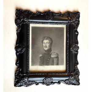 Portrait Of A Young Officer. Framed Charcoal Drawing. 19th Century French School.