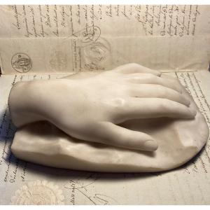 White Marble Hand Study. Mid-19th Century Sculpture. 