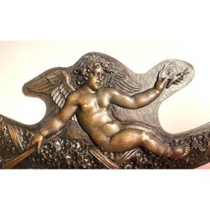 “ Love Burning The Butterfly Soul”. Decorative Bronze With Brown Patina Early 19th Century. 