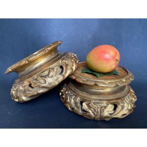 Pair Of 18th Century Carved And Gilded Wood Bases.