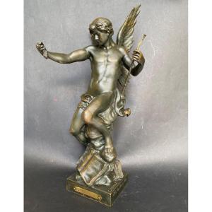 Emile Louis Picault. “ Le Semeur D’idées “. Sculpture En Bronze XIXème.