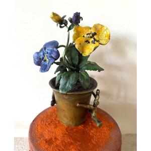 Vienna Bronze Inkwell. Flower And Branch Decor. Potted Thoughts. 19th Century.