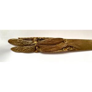 Art Nouveau Bronze Paper Opener. Dragonflies. 