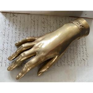 Woman's Hand In 19th Century Bronze. Paperweight.