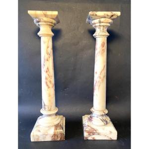 Paire de colonnes en marbre XIXème. Grand Tour. 