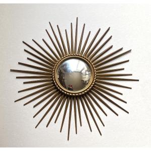 “sunburst” Witch Mirror In Gilded Brass. Maison Chaty A. M In Vallauris. 1950s/60s.