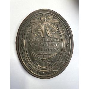 Très Rare plaque de métier. “Surveillance sur les ports et les rivières”. Epoque Révolution.