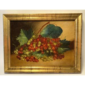 “ The Currants”. Framed Still Life, Late 19th Century. 