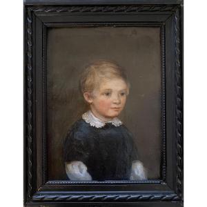 Portrait Of A Child. Framed Oil On Canvas. French School, 19th Century. 