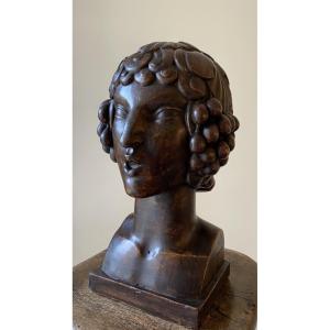 José Martin pour Sue et Mare. Tête de Bacchus jeune ou faune ». Plâtre original Art Déco. 